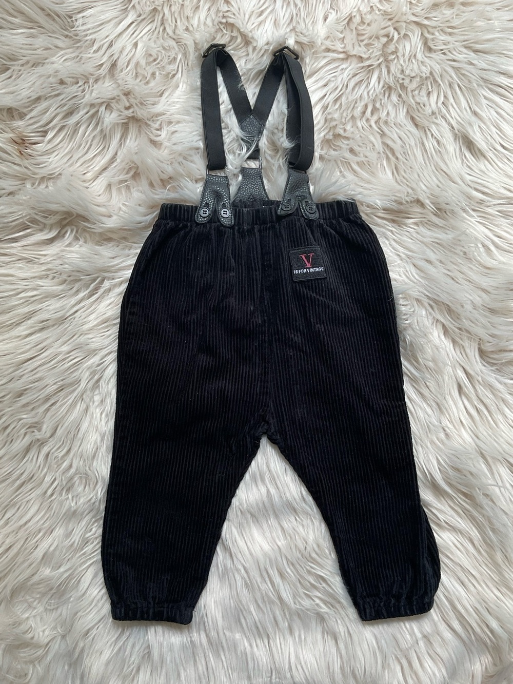 Calla lili vintage look Black Corduroy Kids Suspender Pants